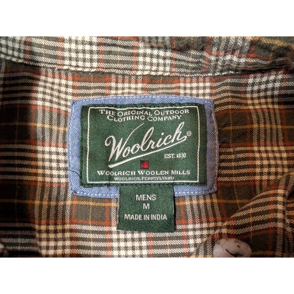 Woolrich Button Up Long Sleeve Shirt Mens Medium Multicolor Plaid Pocket Cotton - Picture 5 of 8